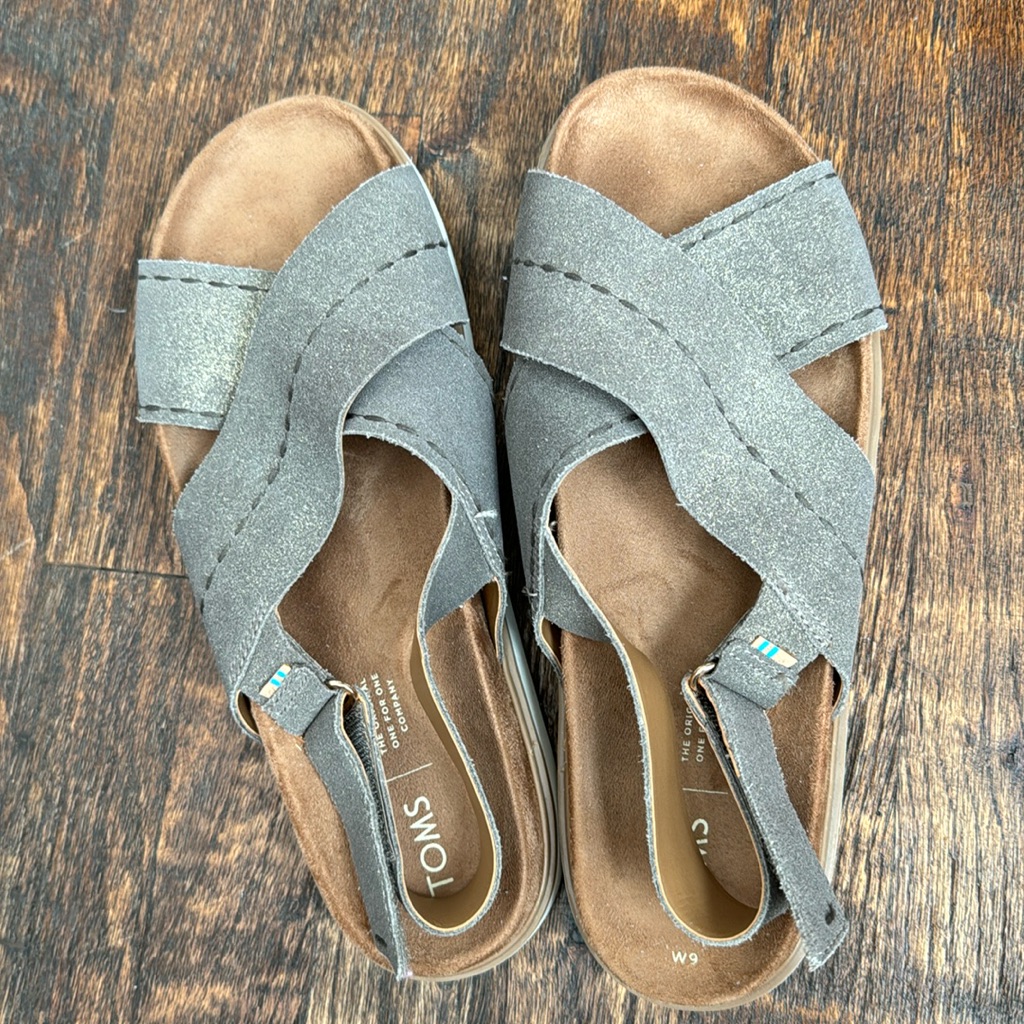 Toms Metallic Bronze Footbed Sandals Sz 9 Nwot